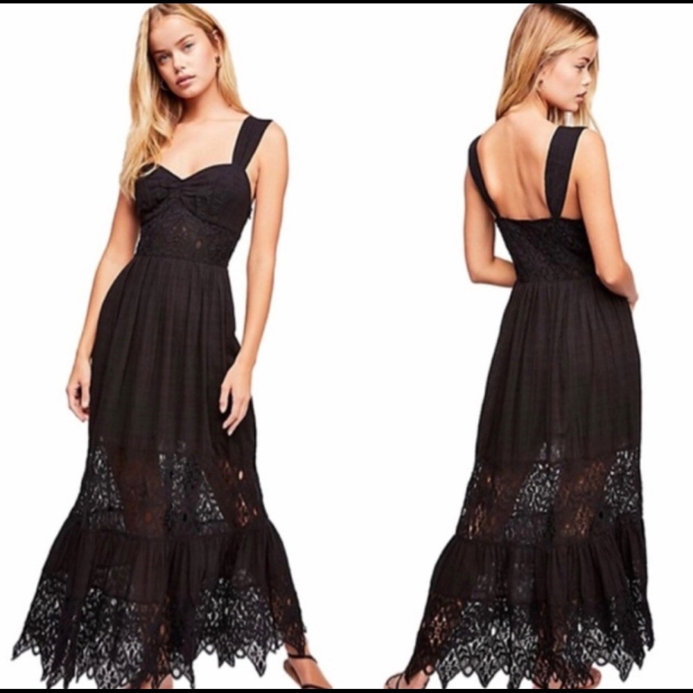 Free People “Caught Your Eye” Black Maxi Dress